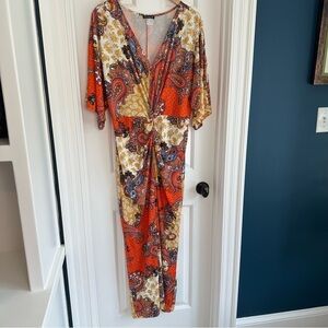 venus boho maxi dress VENUS MAXI Stunning V-Neck Bohemian Printed Dress in Silver Teal Floral